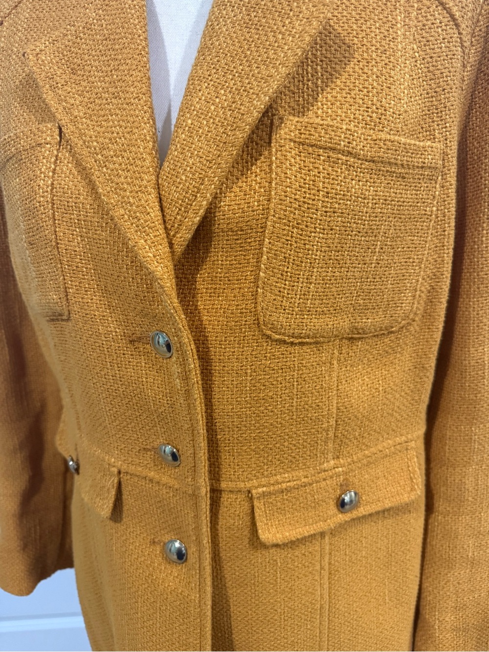 Chico’s Mustard Yellow Tailored Button Front Coat - Picture 5 of 16